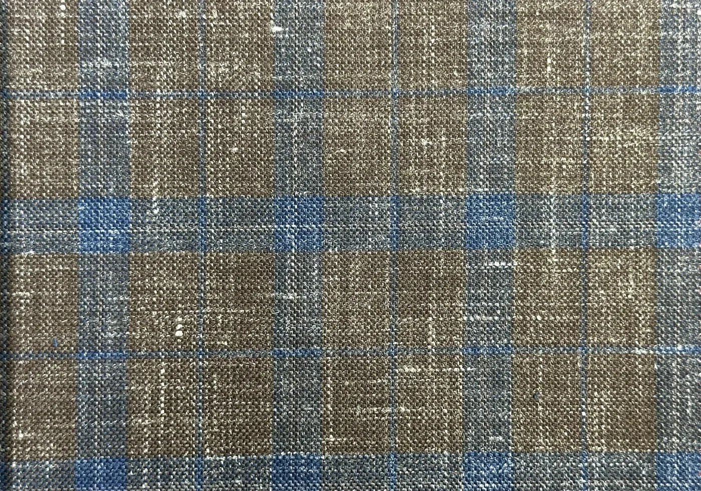 Sergio Benetti 29985 -210 Brown w/ Blue Windowpane fabric swatch